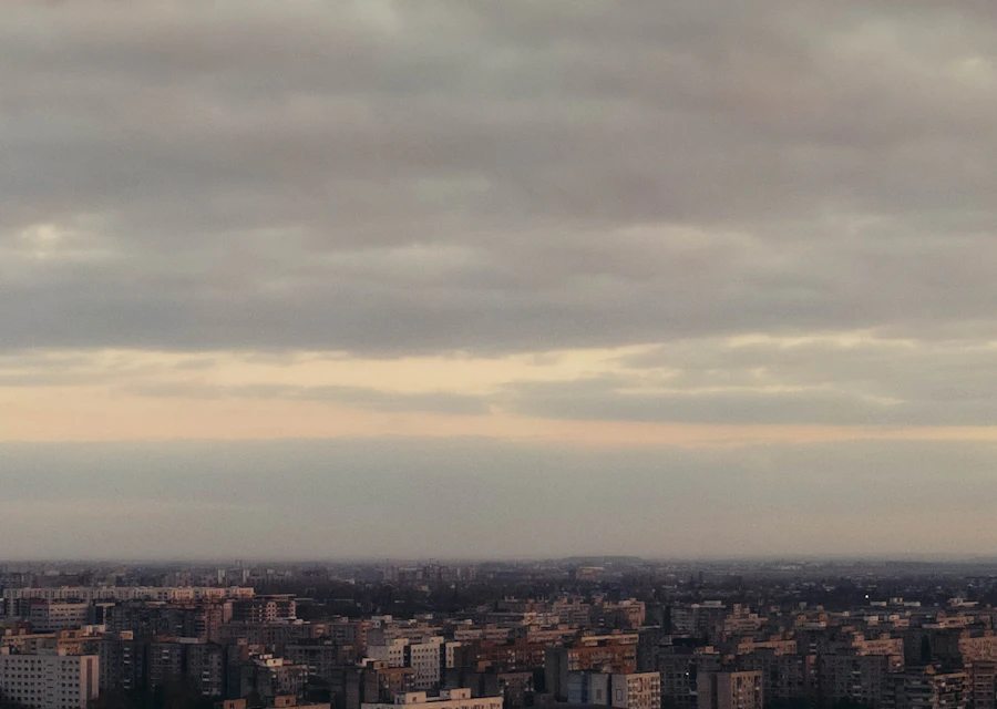 Bucharest skyline under a cloudy sky
