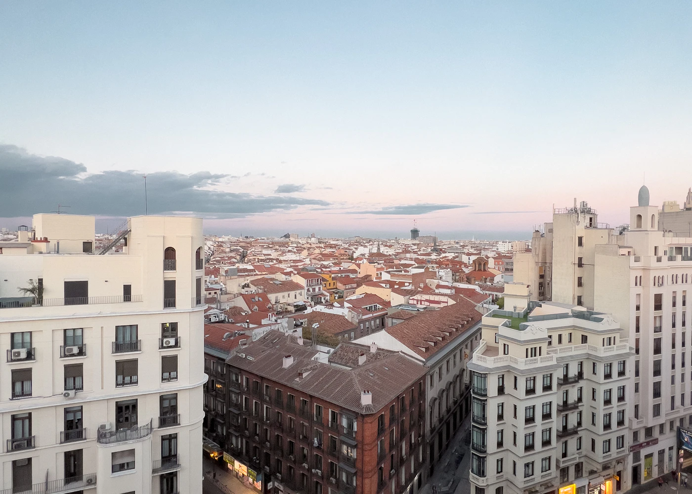 Gran Via in Madrid seen from above